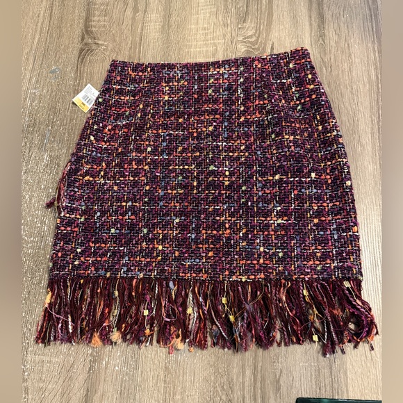 Zara Burgundy Multicolor Tweed Pencil Skirt - Picture 2 of 4